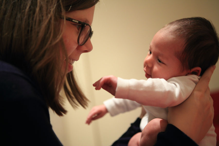 Smiling at mama